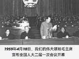 毛主席在全国人大二届一次会议开幕式上发表重要讲话时的一张照片