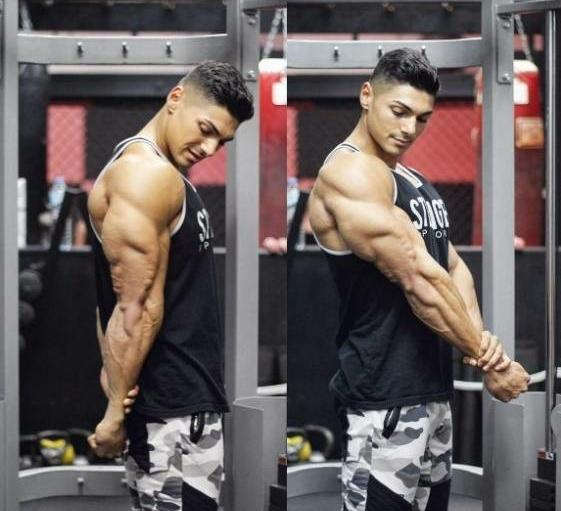 下面一共9个手臂力量强化肱三头肌+肱二头肌训练，每个动作做4组，组间休息60 - 90秒，动作间休息90 - 120秒