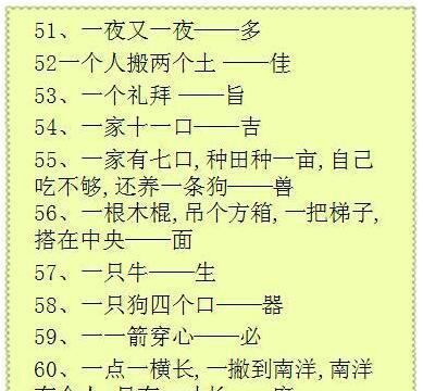 有趣的汉字字谜100条，爸妈拿回家教孩子“识字”正适合！