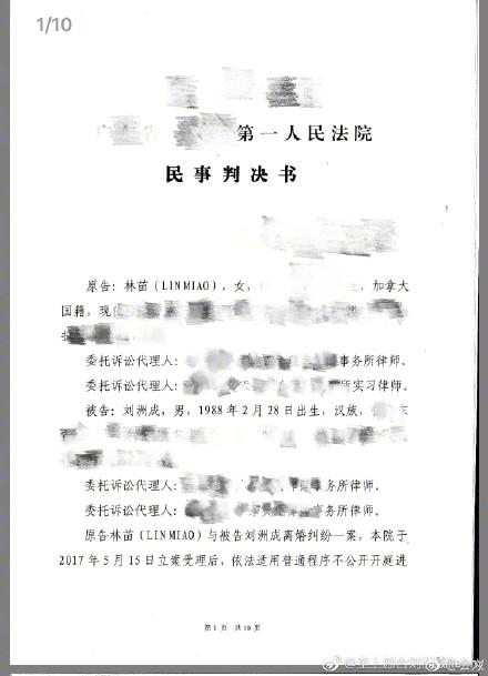 刘洲成公开判决书,法院判决家暴一说不成立,并获女儿探视权|刘洲成|女儿|判决书|林苗|法院_新浪新闻