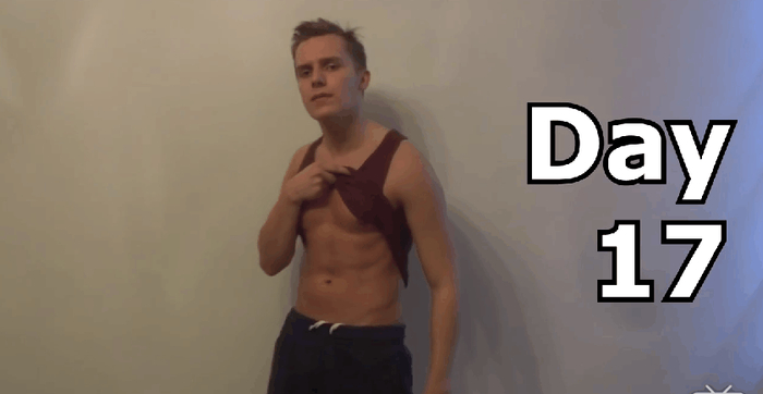 来看看坚持半个月后的效果，人鱼线和鲨鱼线开始显现