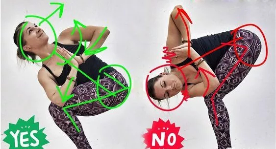 髋部下沉，胸腔转动向上