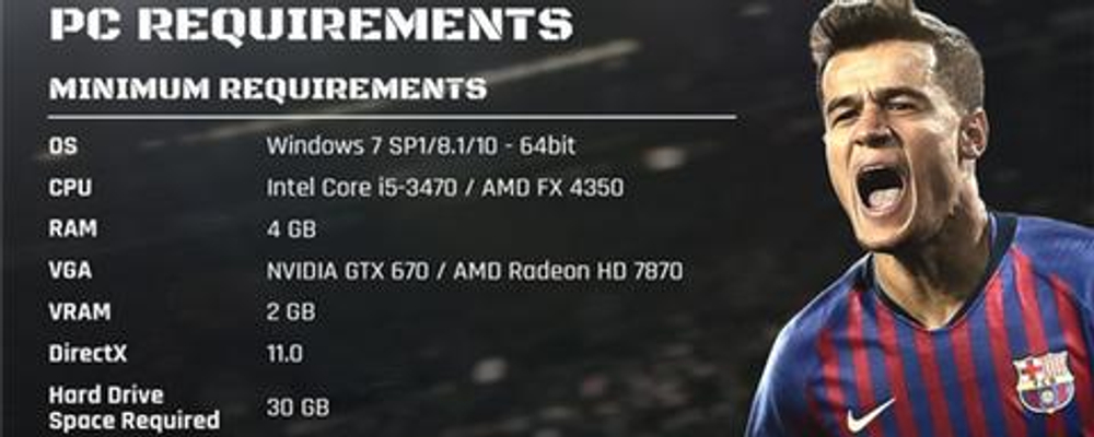 《实况足球2019》配置曝光 战神带你激战绿茵