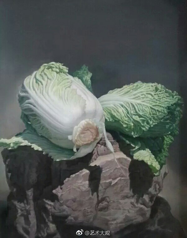 张智远的白菜系列古典写实油画作品