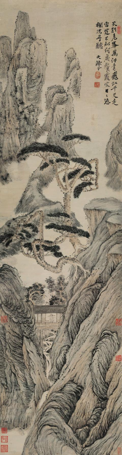 清,石涛《听泉图》欣赏