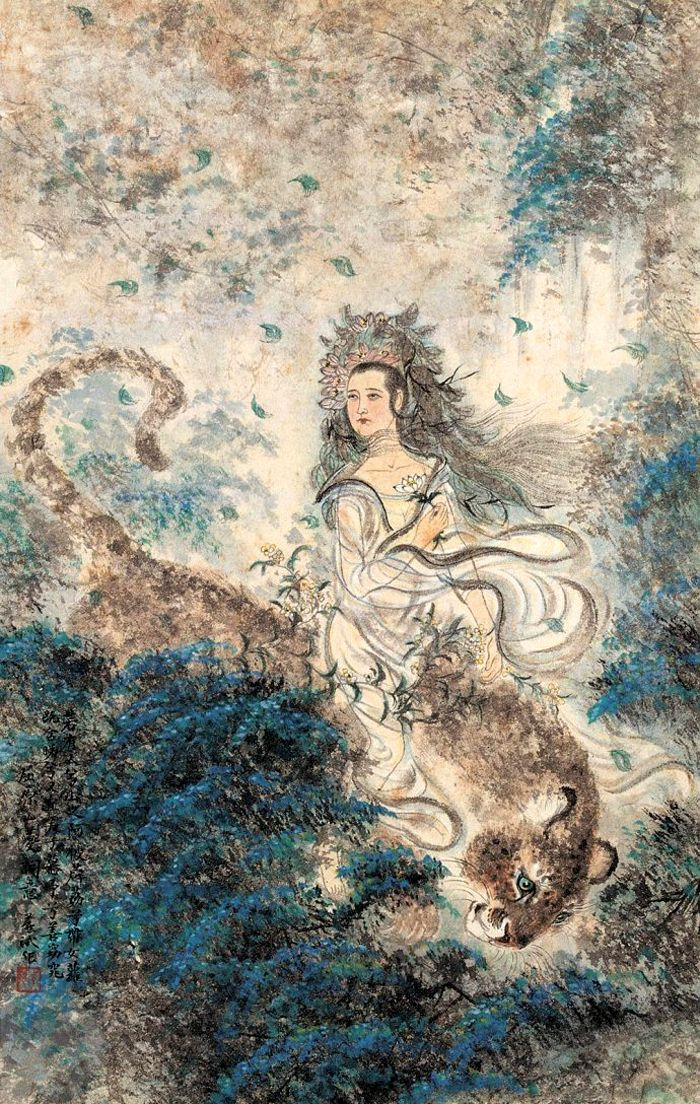 女神之美,跃然纸上,撼人心魄,13位名家十三幅山鬼图欣赏_新浪新闻
