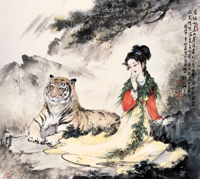 女神之美,跃然纸上,撼人心魄,13位名家十三幅山鬼图欣赏_新浪新闻