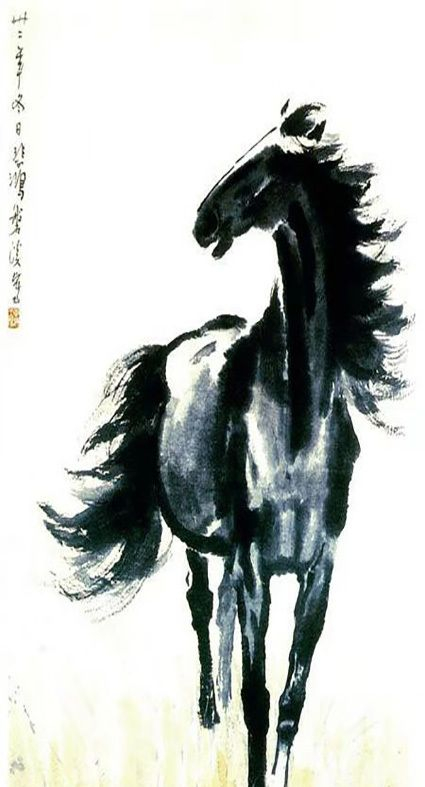漢土無疆』 奔騰する駿馬 中国水墨画 著名な画家による作品 漢土