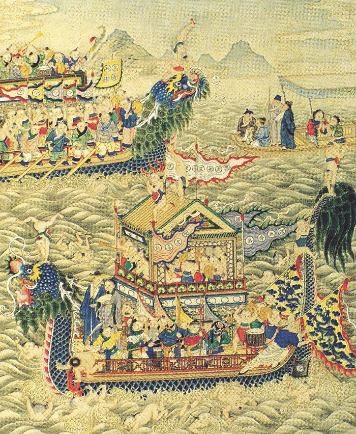民间图集:龙舟竞渡图,出自清代,聊斋图册
