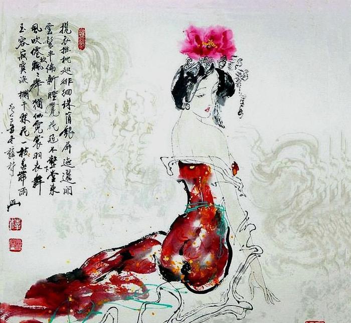 薛雁群 1991年作 女人体 油画 こわい 額装 真作保証 中国 絵画