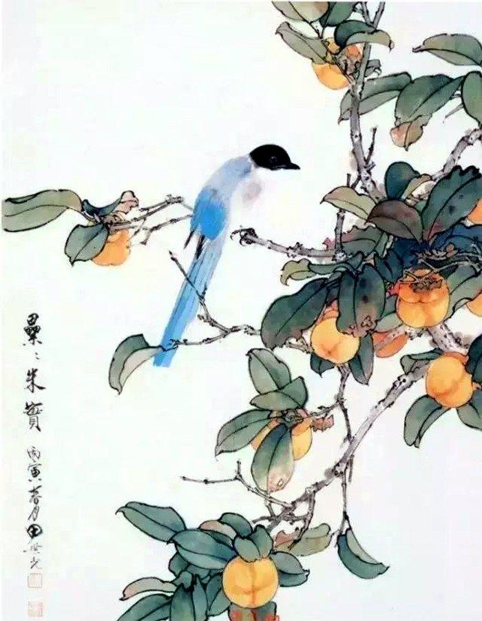 中国書画・現代畫家田世光・三尺中堂画 花鳥畫 中国美術 古美味 時代物