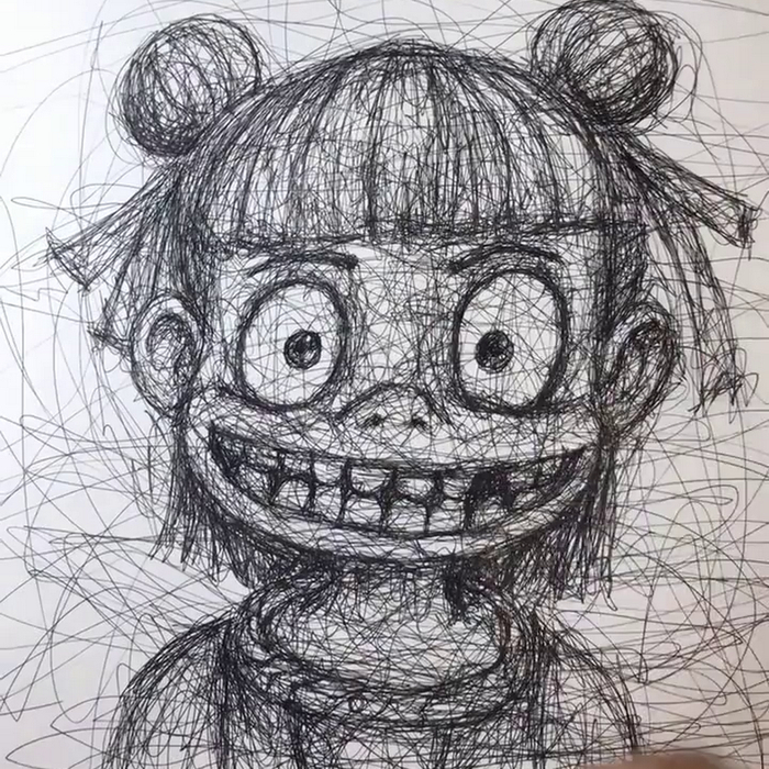 美术生展示"钢丝球"画法,纸上乱涂乱画,看到成画哪吒服气了!