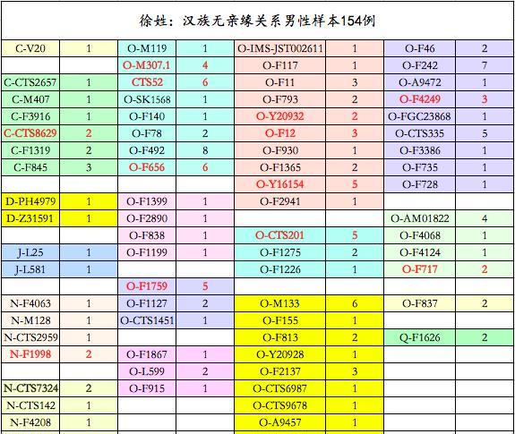 中国姓氏的Y单倍群：徐、孙、马、朱、胡