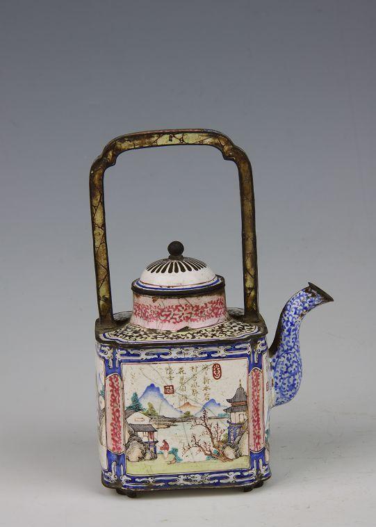 古銅 法郎 景泰藍 銅製 玉 二つ 中国清代 煎茶道具 茶道具-