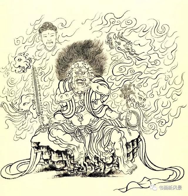 吴道子线描《地狱变相图》!风云将逼人,鬼神如脱壁!