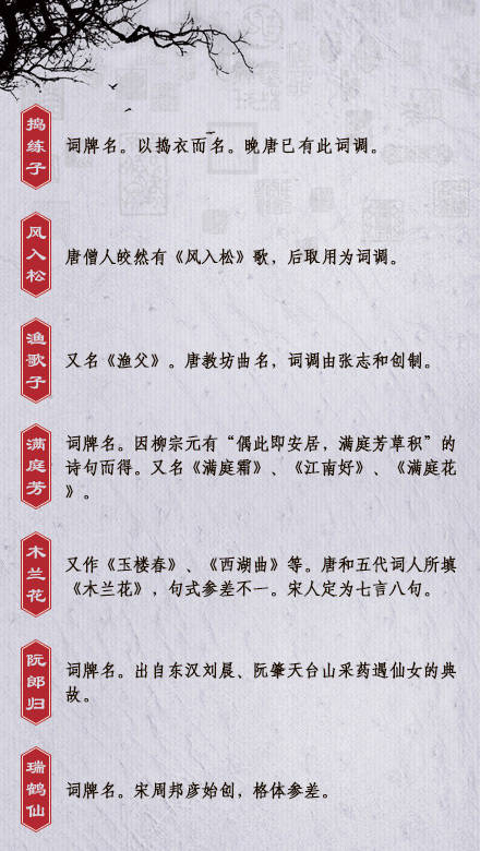 古代50个词牌名的由来