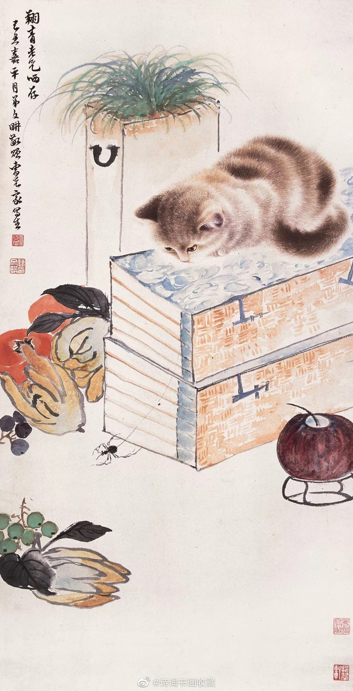 美術品　中国近代画家曹克家　猫図 名家肉筆※激安骨董品 R1730C6-3 美術品 中国近代画家曹克家 猫図 名家肉筆※激安骨董品 R1730C6-3