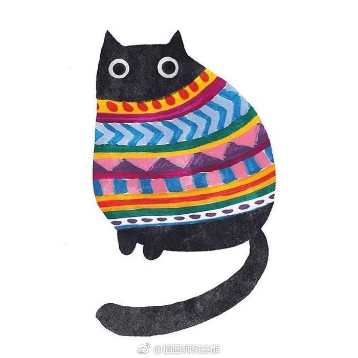法国插画师 Angie Rozelaar 猫咪系列插画设计作品她闲来无事决定持续