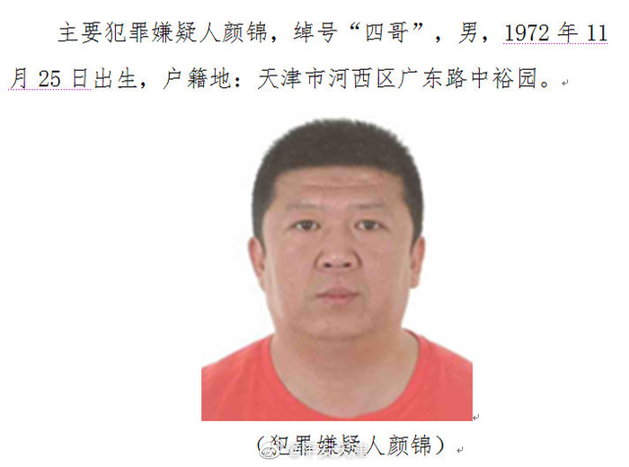 颜锦,杜明,阎岩等人涉黑涉恶犯罪集团违法犯罪线索的通