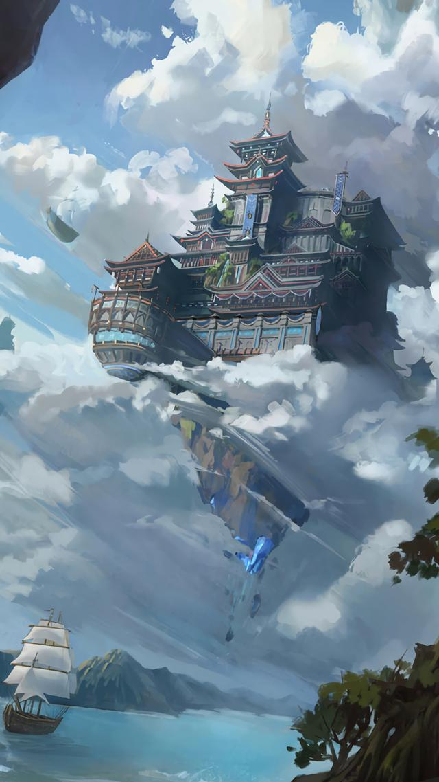 插画壁纸动漫游戏中的建筑图很是精美高清无水印