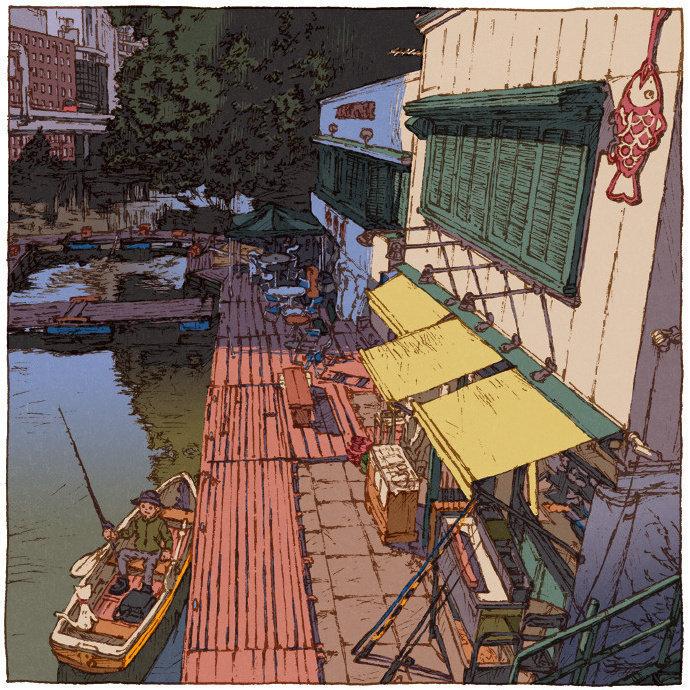 巨匠　伊藤禎朗　作品題「シンビジューム」真作 Tokyo 100 views”Japanese Illustrator Shinji Tsuchimochi