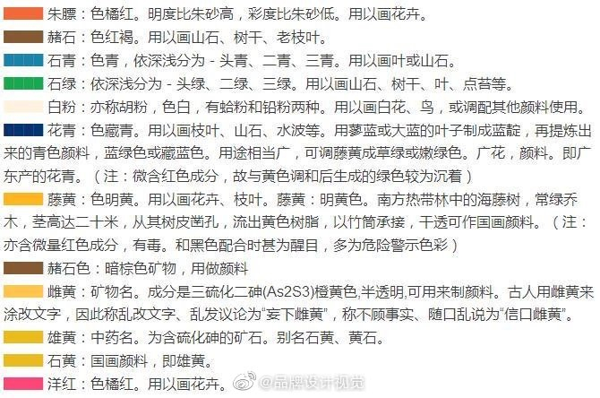 中国古代颜色传统名称表，太全了。