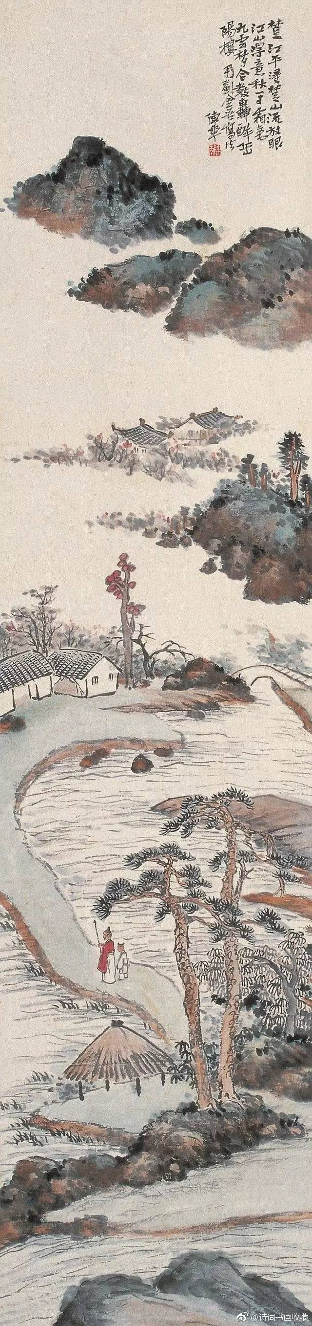 半丁老人 陳年 木版画 在銘