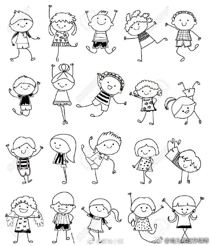 Wow！这么多简笔画小人儿，可以画个够了！（图转）