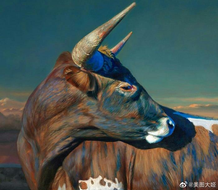 肉質画【牛】油彩画 美国画家Teresa Elliott - 【牛】油画作品欣赏