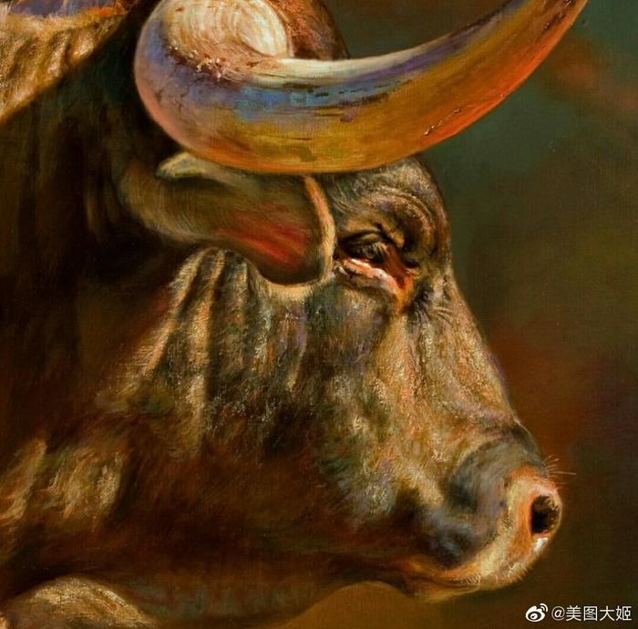 油画作品牛作者:teresaelliottartLlion