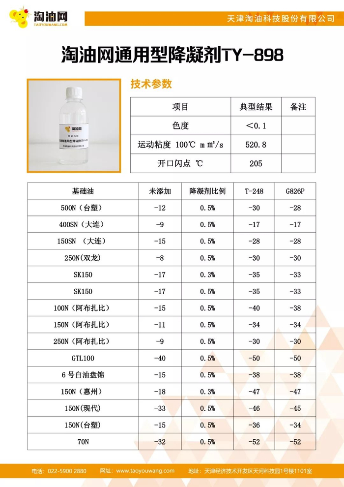 本月特价淘油网通用型降凝剂ty898