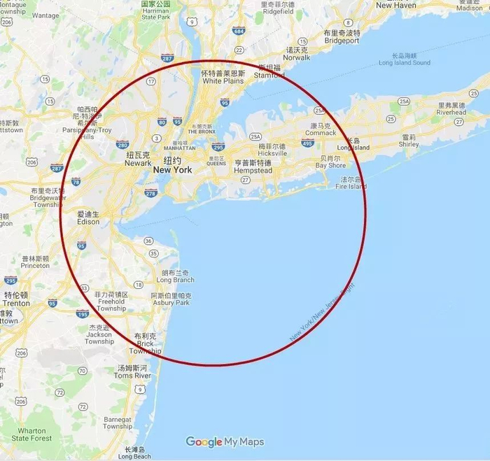 纽约湾区 图片来源：谷歌地图