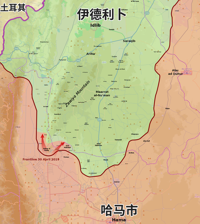 叙政府军的进攻方向（图改自英文维基百科）