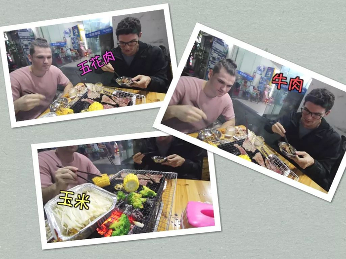 ▲Kevin和友人一起吃烧烤（视频截图）