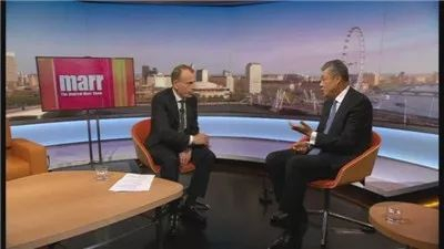 ▲驻英国大使刘晓明接受英国广播公司“安德鲁·马尔访谈”现场直播专访。（中国驻英大使馆官网）