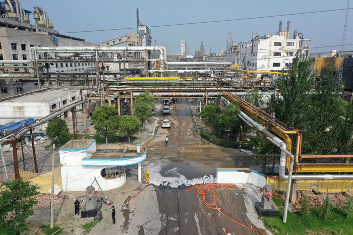 7月20日无人机拍摄的爆炸现场。新华社 图