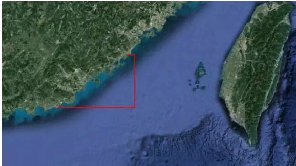 南海、粤东海域演习大致位置示意图