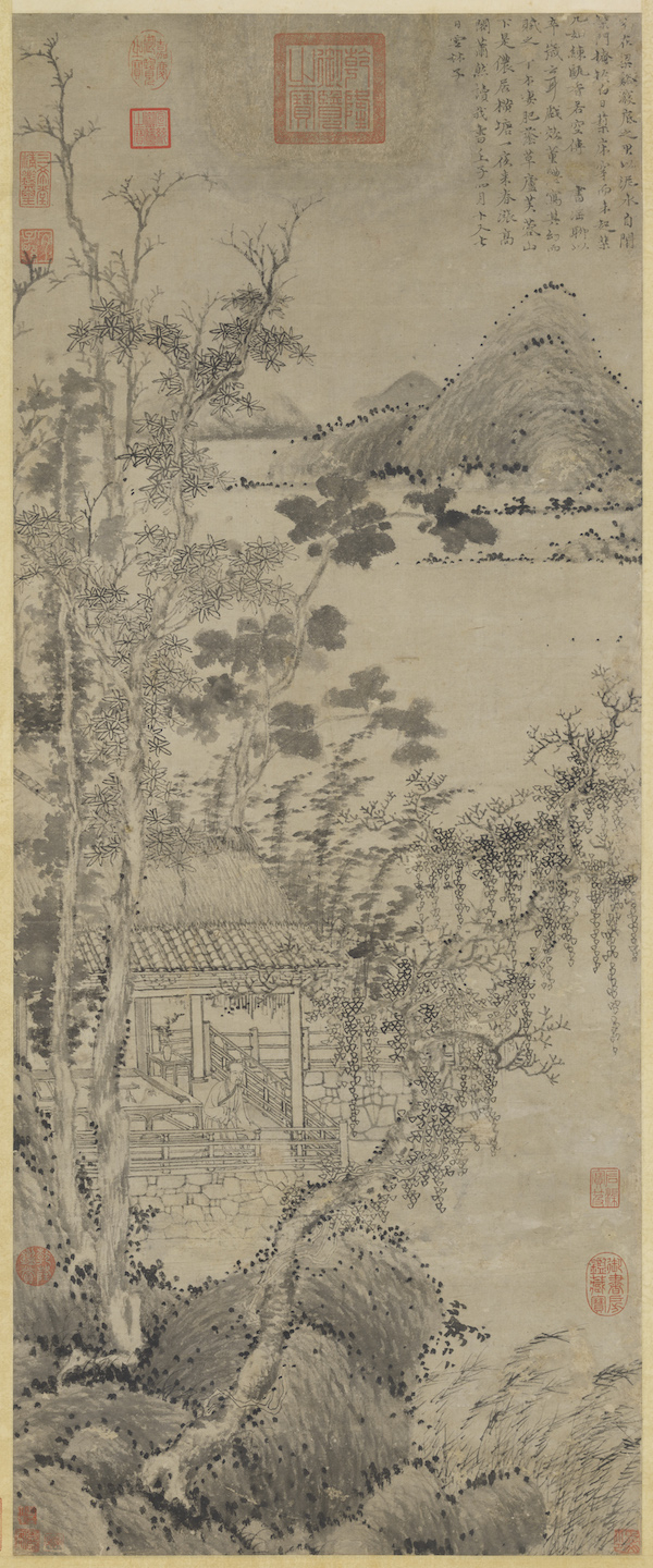 紙本 彩色画風景図 作者不詳 落款印譜在 桐箱 紙本 彩色画風景図 作者不詳 落款印譜在 桐箱