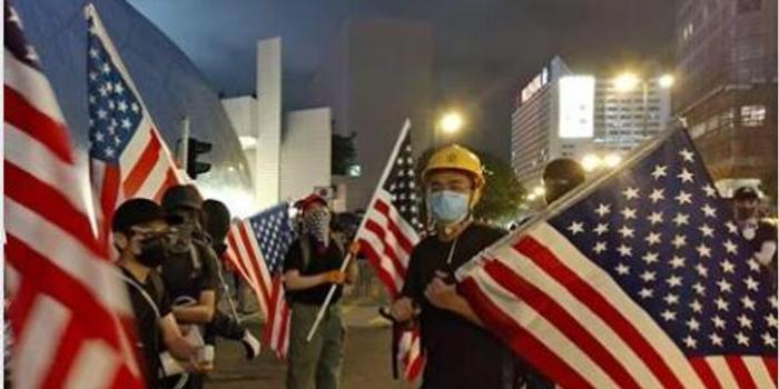 游行屡现美国国旗香港反对派 乞求 美国支持 手机新浪网