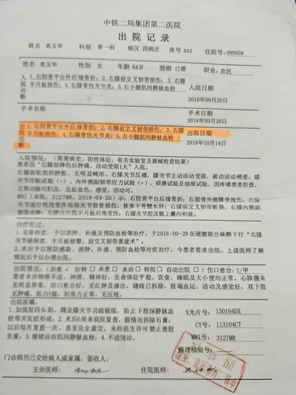 医院治疗记录。&nbsp;受访者供图