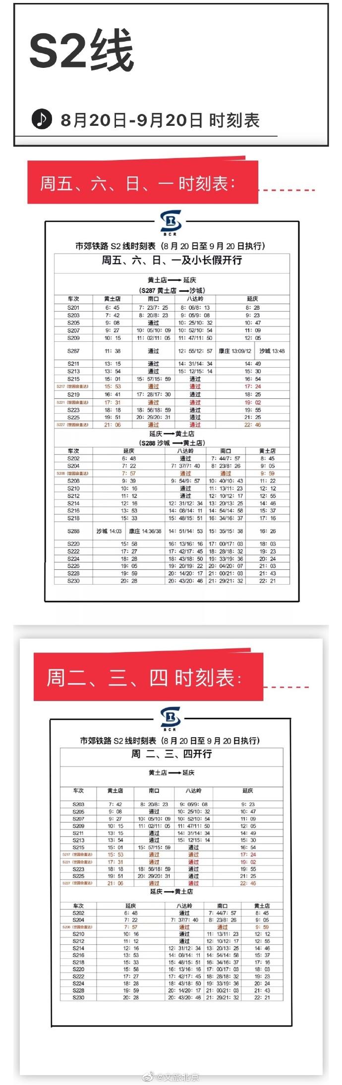 明起至9月20日北京S2怀柔密云线实行临时时刻表_手机新浪网