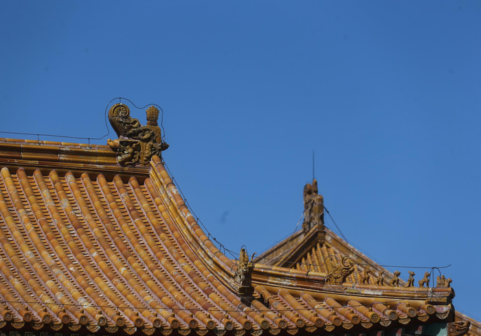 宫殿屋顶上的螭吻。新京报记者 王贵彬 摄
