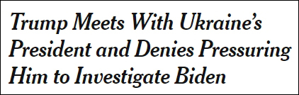 《纽约时报》：特朗普与乌克兰总统会面，否认曾施压调查拜登