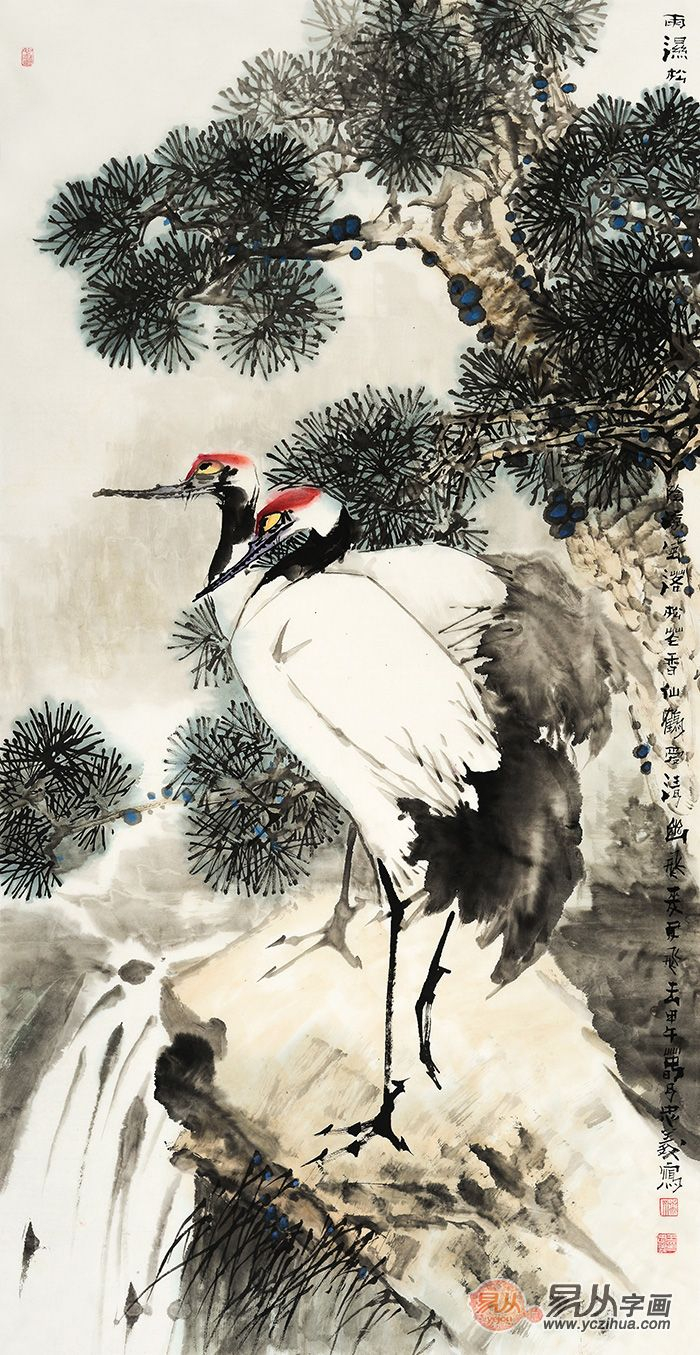 过节祝寿送长辈什么字画好,国画松鹤图最合适了