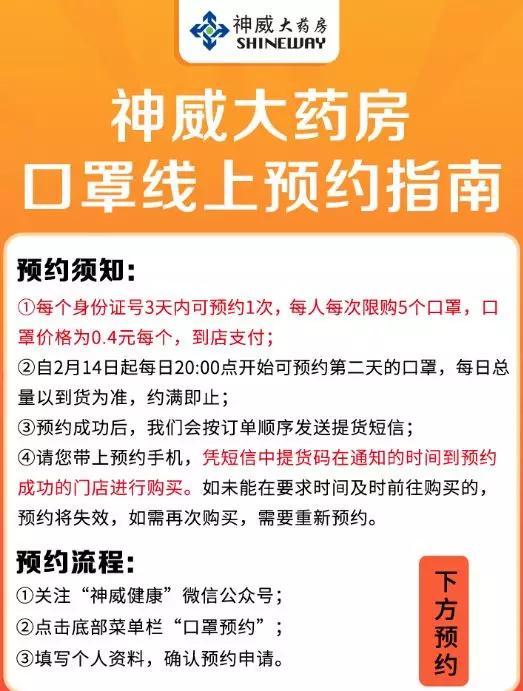 疫情期间 石家庄正规药店官方预约购买口罩攻略 每人限买5个！