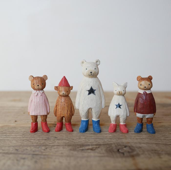 ☆新品・送料込☆木工くま吉 くま吉 木彫り作品