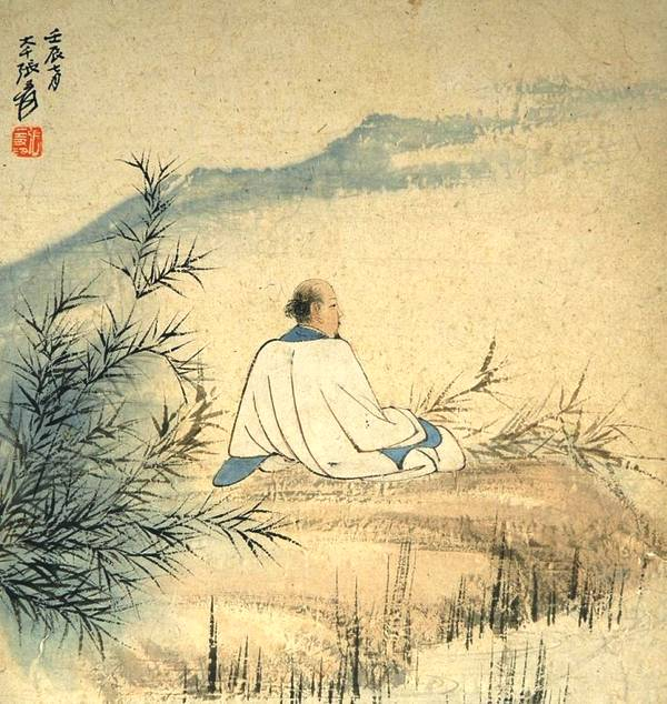 竹荫策杖——张大千人物画欣赏