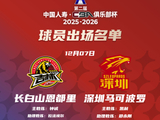 CBA俱乐部杯吉林男篮迎战深圳男篮大名单公布