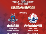 CBA俱乐部杯山东高速对阵青岛崂山啤酒名单公布
