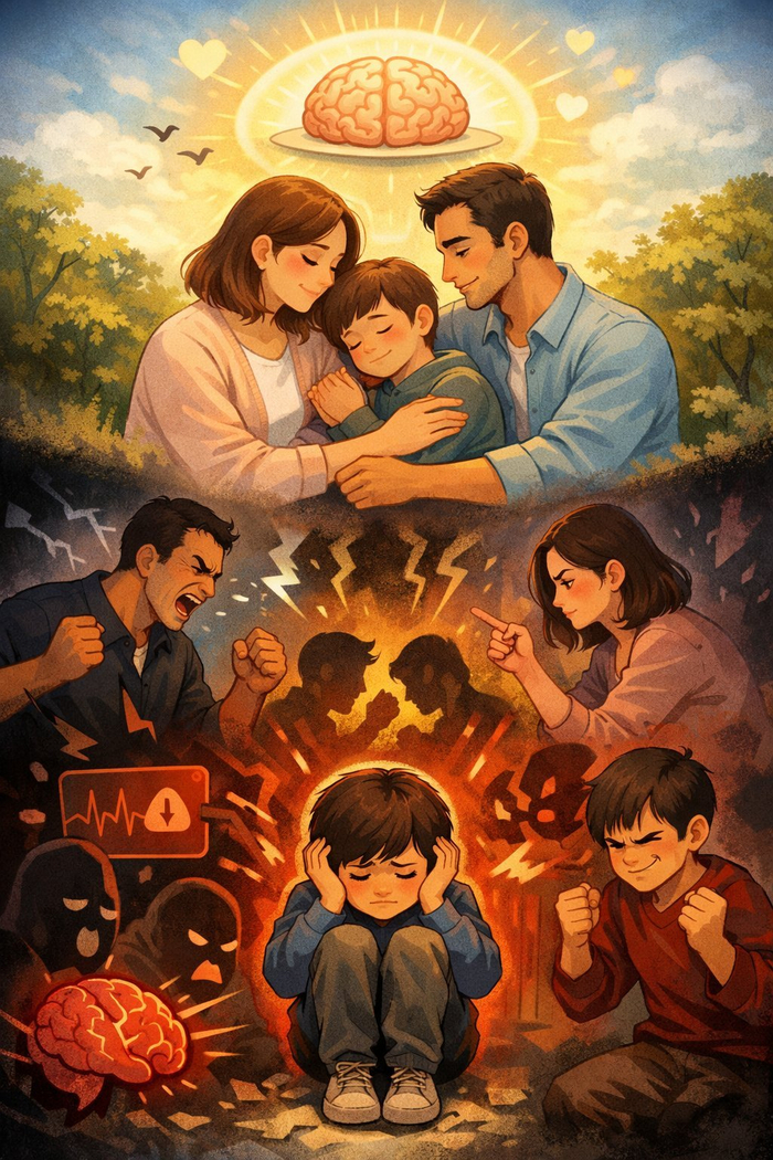 父母情绪稳定是给孩子最好的礼物，影响大脑发育与情绪管理